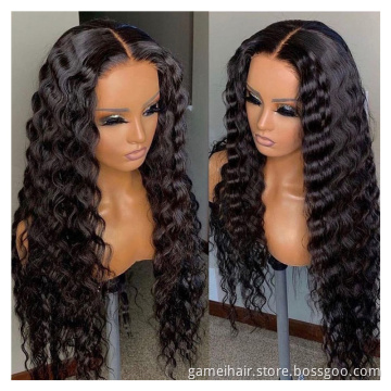 Wholesale Raw Human Hair Vendor Natural Black Lace wigs For Black Women 100% human hair lace frontal deep wave wig